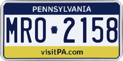PA license plate MRO2158