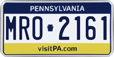 PA license plate MRO2161