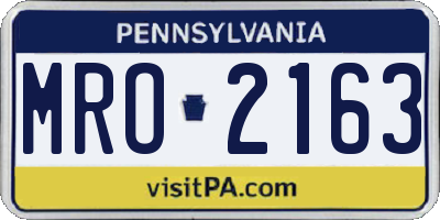 PA license plate MRO2163