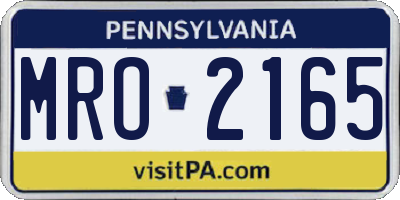 PA license plate MRO2165