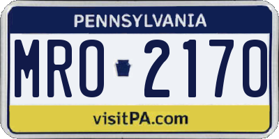 PA license plate MRO2170