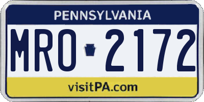 PA license plate MRO2172