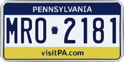 PA license plate MRO2181