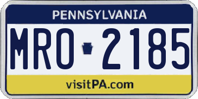 PA license plate MRO2185