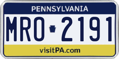PA license plate MRO2191