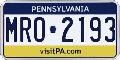 PA license plate MRO2193