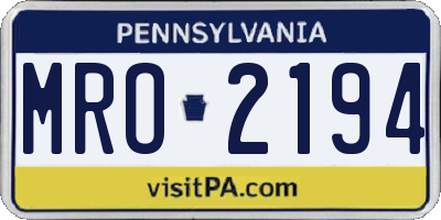 PA license plate MRO2194