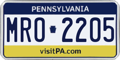 PA license plate MRO2205