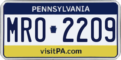 PA license plate MRO2209