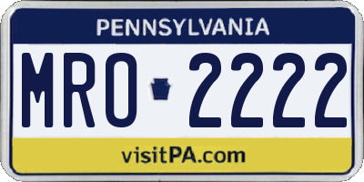PA license plate MRO2222