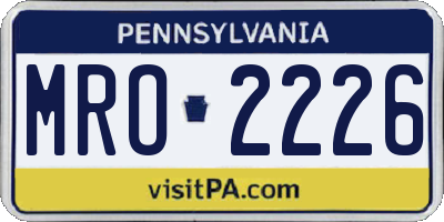 PA license plate MRO2226