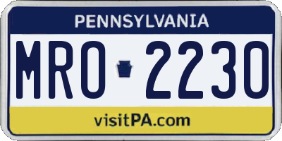 PA license plate MRO2230