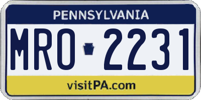 PA license plate MRO2231