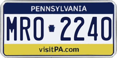 PA license plate MRO2240