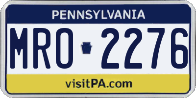 PA license plate MRO2276