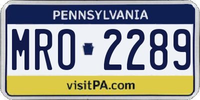 PA license plate MRO2289
