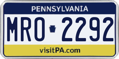 PA license plate MRO2292