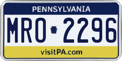 PA license plate MRO2296