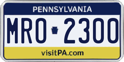 PA license plate MRO2300