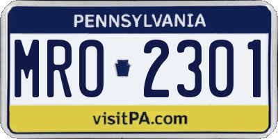 PA license plate MRO2301