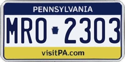 PA license plate MRO2303