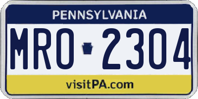 PA license plate MRO2304