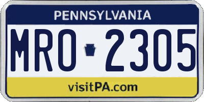 PA license plate MRO2305