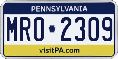 PA license plate MRO2309