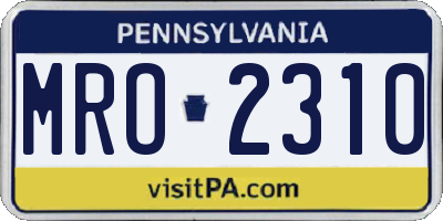 PA license plate MRO2310