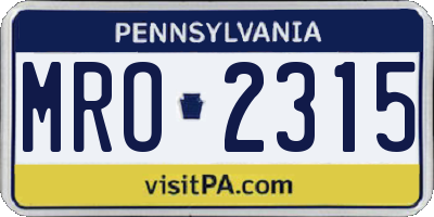 PA license plate MRO2315