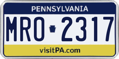 PA license plate MRO2317
