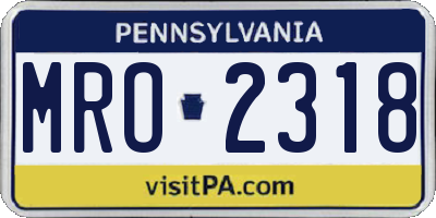 PA license plate MRO2318