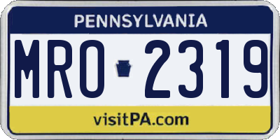 PA license plate MRO2319