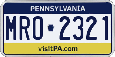 PA license plate MRO2321