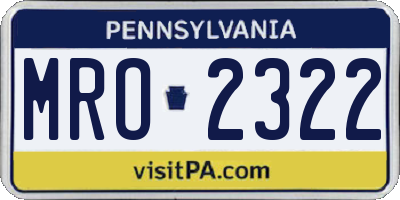 PA license plate MRO2322