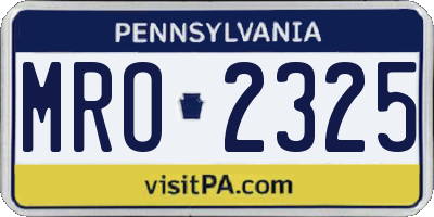 PA license plate MRO2325