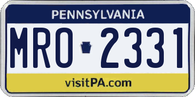 PA license plate MRO2331