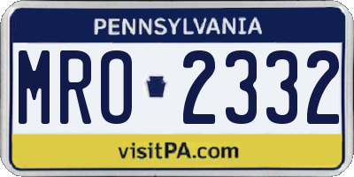PA license plate MRO2332