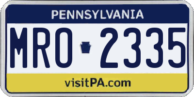 PA license plate MRO2335