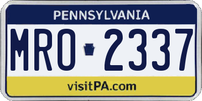 PA license plate MRO2337