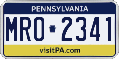 PA license plate MRO2341