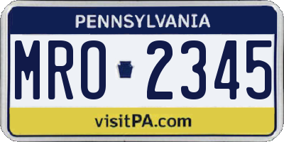 PA license plate MRO2345