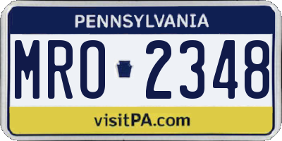 PA license plate MRO2348