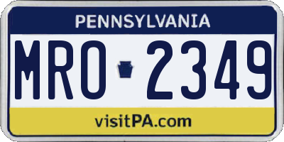 PA license plate MRO2349