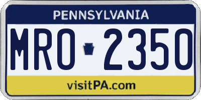 PA license plate MRO2350