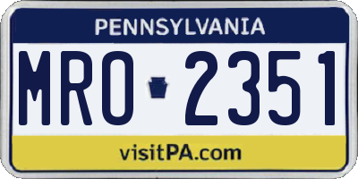 PA license plate MRO2351
