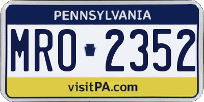 PA license plate MRO2352