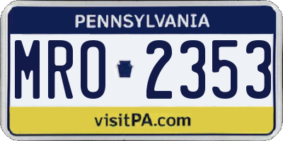 PA license plate MRO2353