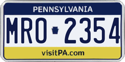 PA license plate MRO2354