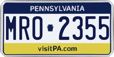 PA license plate MRO2355